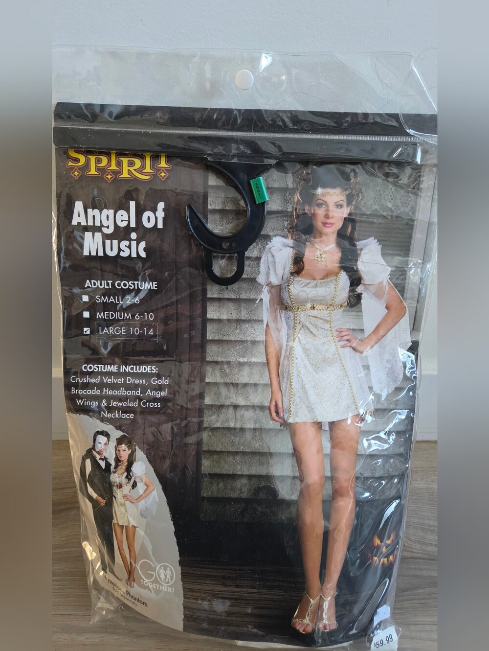 Spirit Angel of Music White & Gold Women Hallowen Costume Dress Size L